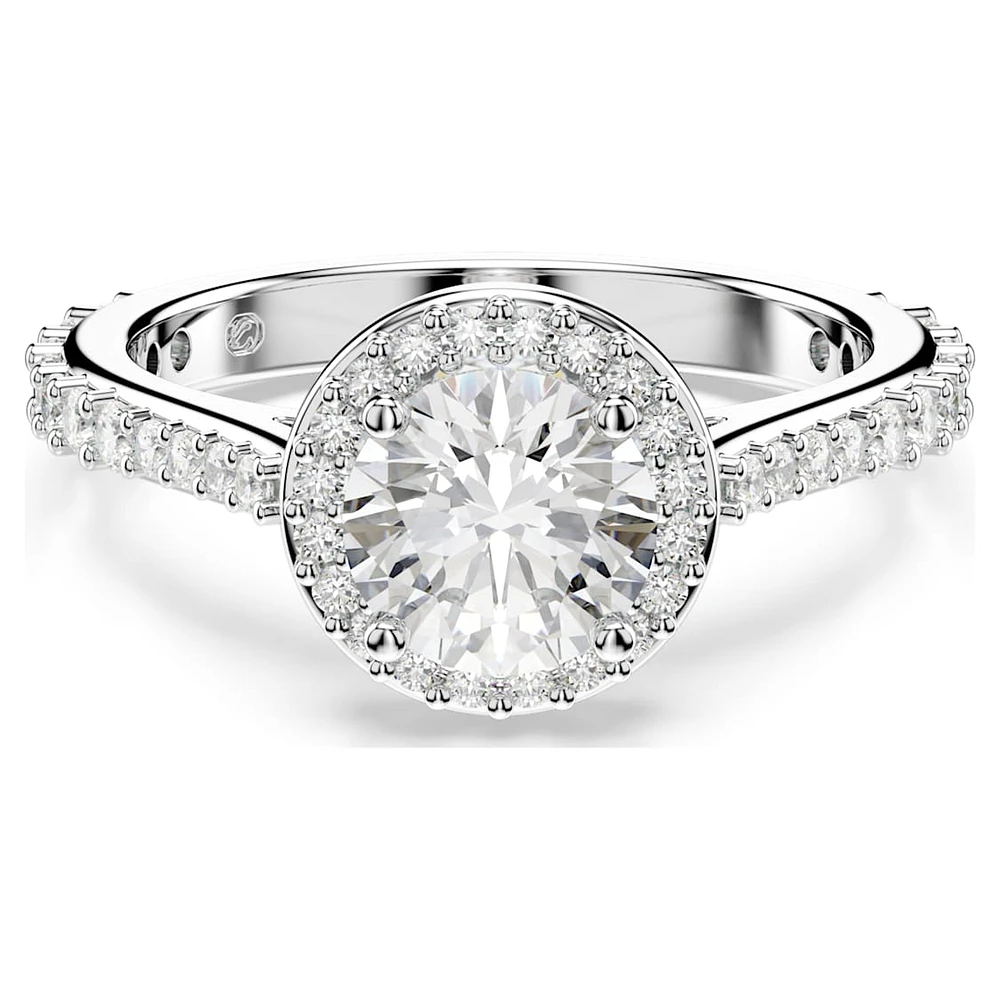 Una Angelic ring, Round cut, White, Silver-tone finish by SWAROVSKI