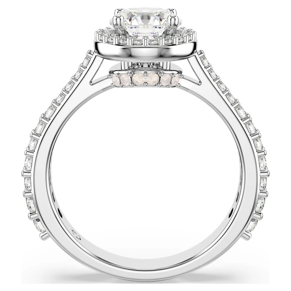 Una Angelic ring, Round cut, White, Silver-tone finish by SWAROVSKI
