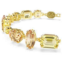 Gema bracelet, Mixed cuts, Yellow, Gold-tone plated by SWAROVSKI