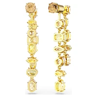 Gema drop earrings, Asymmetrical design, Mixed cuts, Long, Yellow, Gold-tone plated by SWAROVSKI
