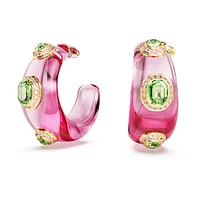 Dulcis hoop earrings, Mixed cuts, Multicoloured, Gold-tone plated by SWAROVSKI