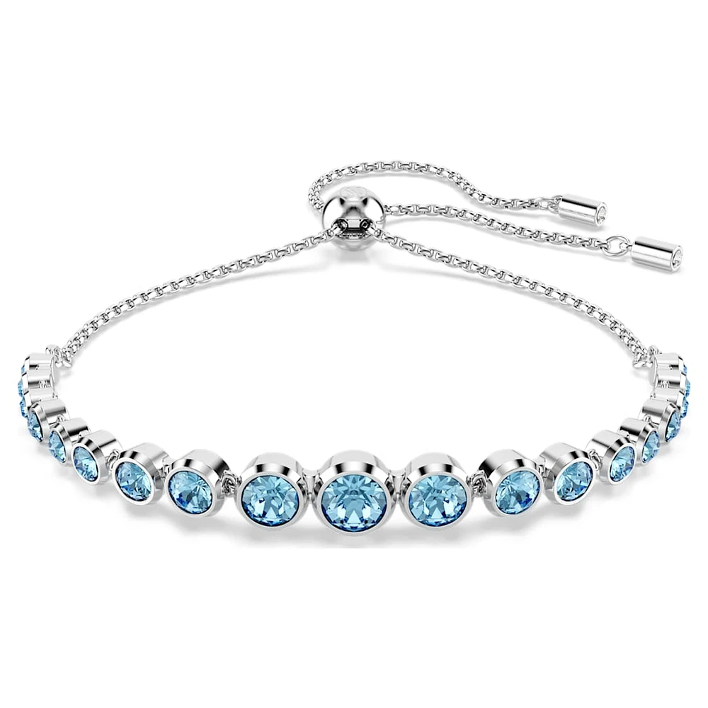 Imber Tennis bracelet, Mixed round cuts, Blue, Rhodium plated by SWAROVSKI