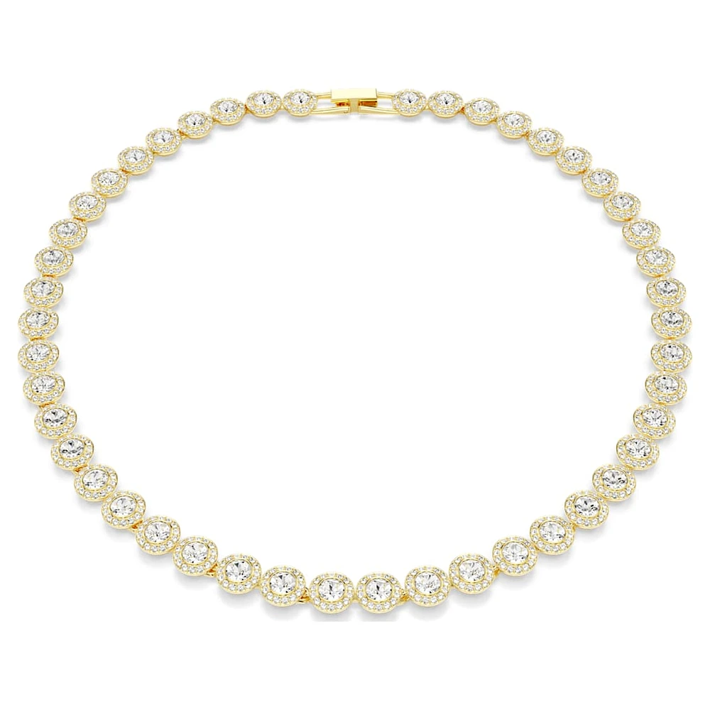 Una Angelic Tennis necklace, Round cut, White, Gold-tone plated by SWAROVSKI