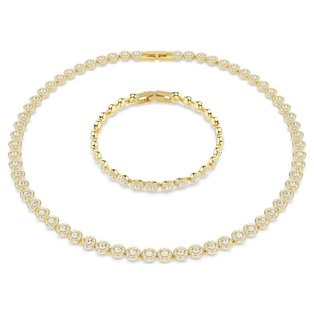 Una Angelic set, Round cut, White, Gold-tone plated by SWAROVSKI