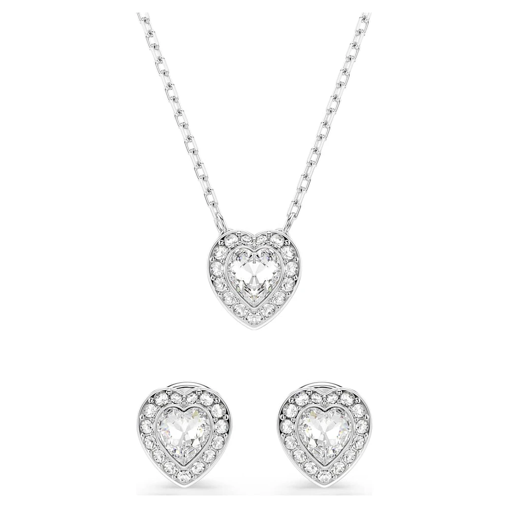 Ariana Grande x Swarovski set, Mixed cuts, Heart, White, Rhodium plated by SWAROVSKI