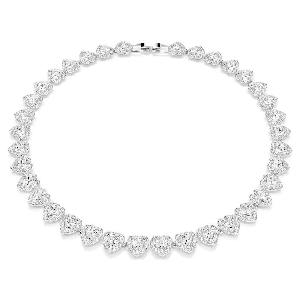 Ariana Grande x Swarovski Tennis necklace, Mixed cuts, Heart, White, Rhodium plated by SWAROVSKI