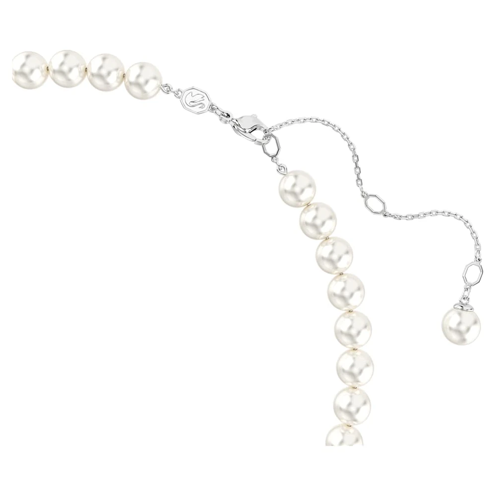 Ariana Grande x Swarovski necklace, Crystal pearl, Heart cut, Heart, White, Rhodium plated by SWAROVSKI