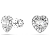 Ariana Grande x Swarovski stud earrings, Mixed cuts, Heart, White, Rhodium plated by SWAROVSKI
