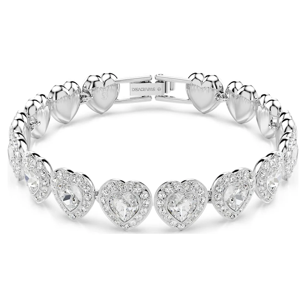 Ariana Grande x Swarovski Tennis bracelet, Mixed cuts, Heart, White, Rhodium plated by SWAROVSKI