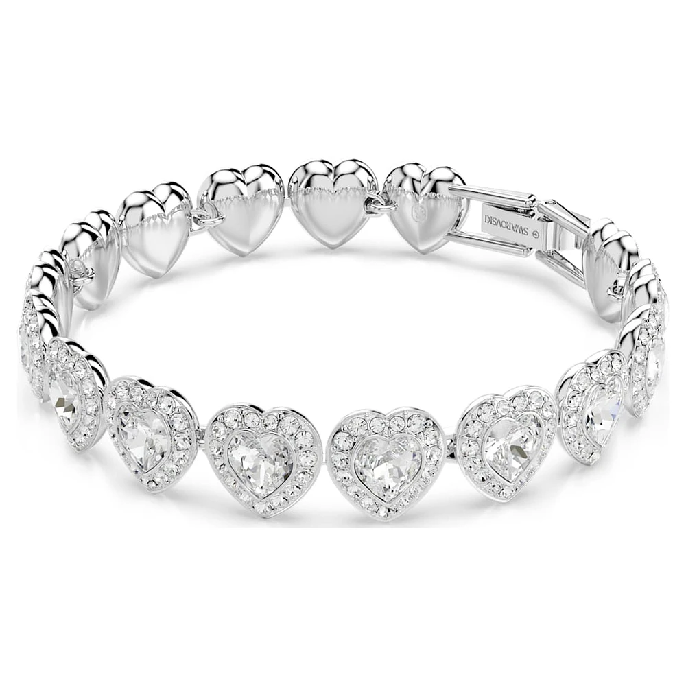 Ariana Grande x Swarovski Tennis bracelet, Mixed cuts, Heart, White, Rhodium plated by SWAROVSKI