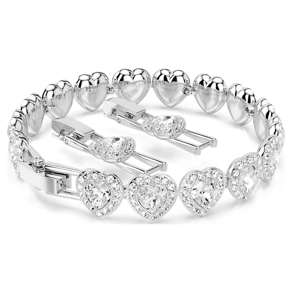 Ariana Grande x Swarovski Tennis bracelet, Mixed cuts, Heart, White, Rhodium plated by SWAROVSKI