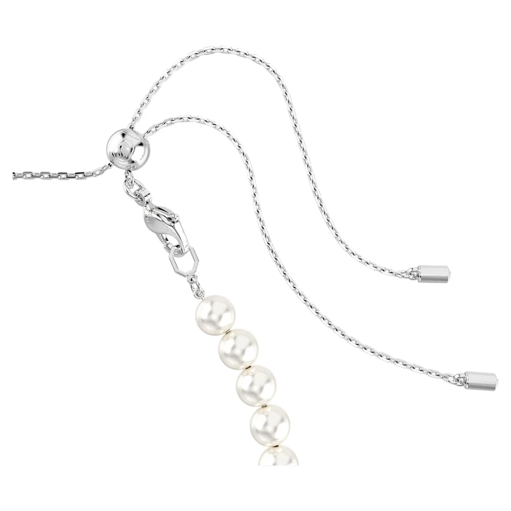 Ariana Grande x Swarovski Tennis choker, Mixed cuts, Crystal pearl, Heart, White, Rhodium plated by SWAROVSKI