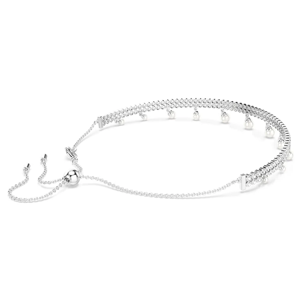 Ariana Grande x Swarovski choker, Crystal pearl, Round cut, White, Rhodium plated by SWAROVSKI