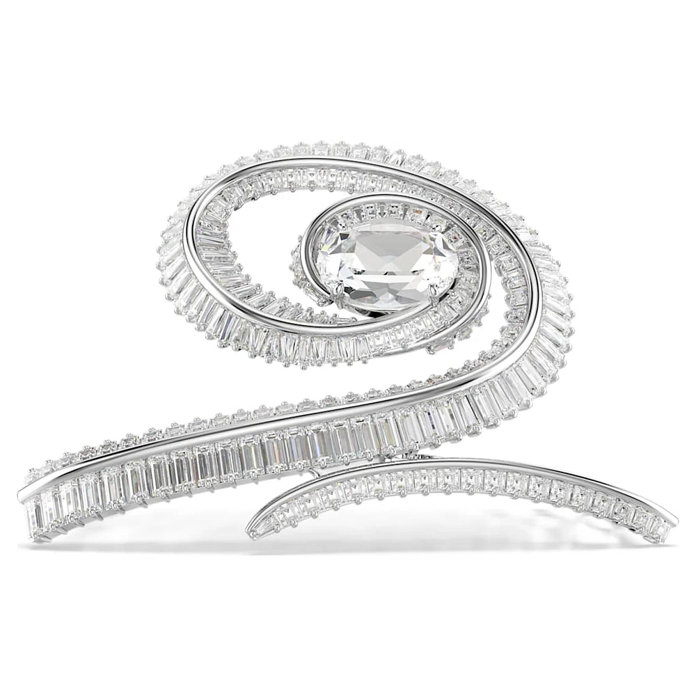 Ariana Grande x Swarovski hair clip, Crystal pearl, Baguette cut, White, Rhodium plated by SWAROVSKI