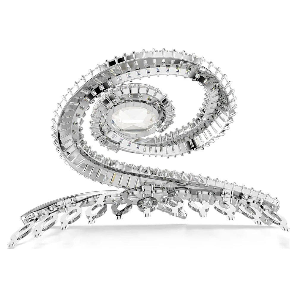 Ariana Grande x Swarovski hair clip, Crystal pearl, Baguette cut, White, Rhodium plated by SWAROVSKI
