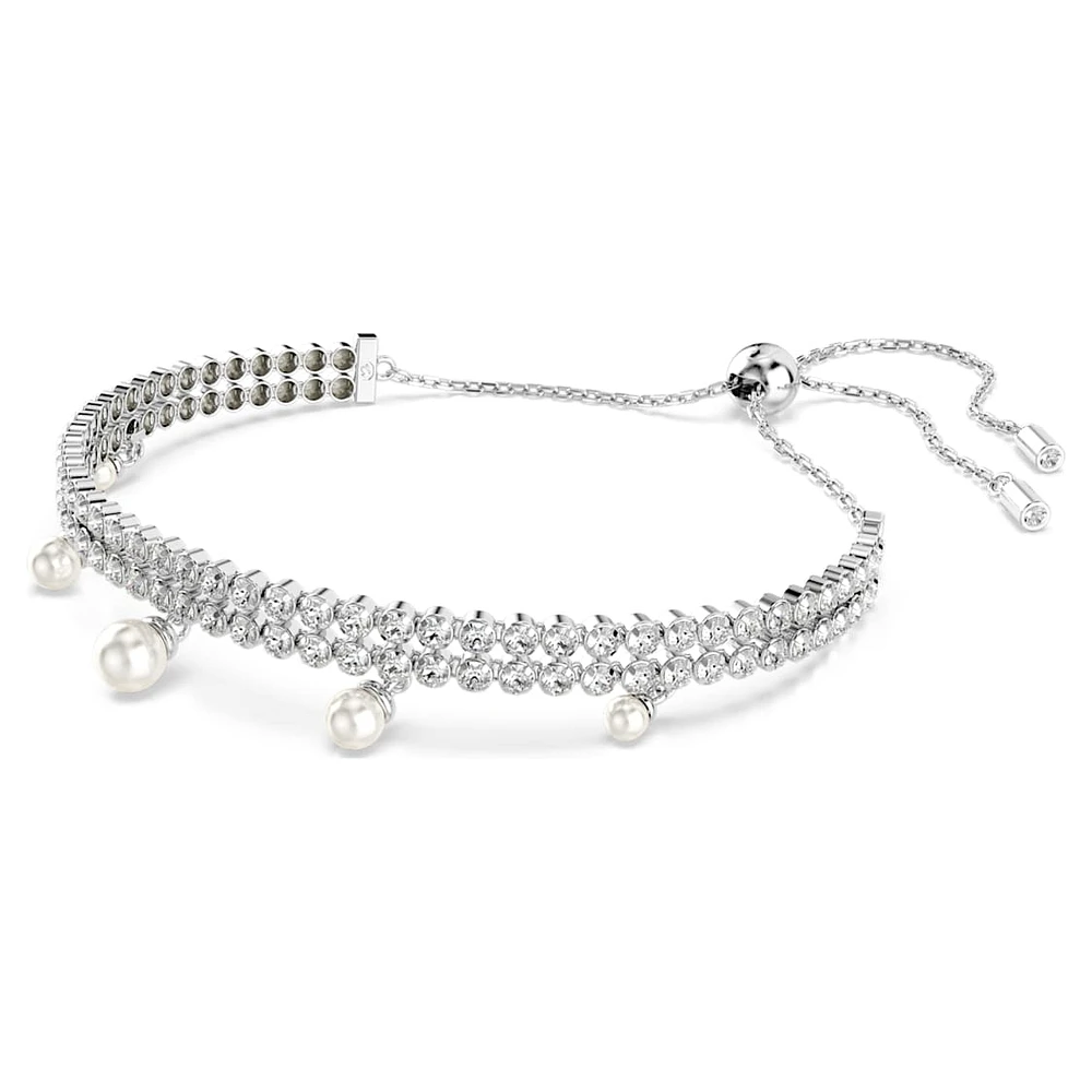 Ariana Grande x Swarovski bracelet, Crystal pearl, Round cut, White, Rhodium plated by SWAROVSKI