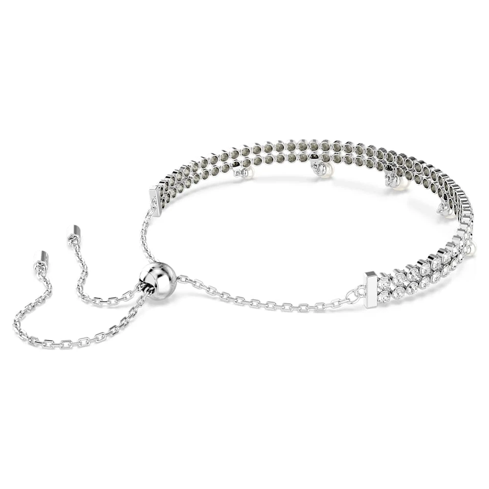 Ariana Grande x Swarovski bracelet, Crystal pearl, Round cut, White, Rhodium plated by SWAROVSKI