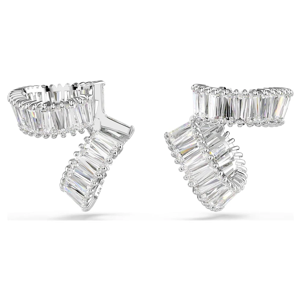 Ariana Grande x Swarovski ear cuffs, Baguette cut, White, Rhodium plated by SWAROVSKI