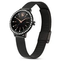 Certa watch, Metal bracelet, Black, Black finish by SWAROVSKI
