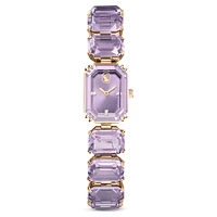 Watch, Octagon cut bracelet, Purple, Champagne gold-tone finish by SWAROVSKI