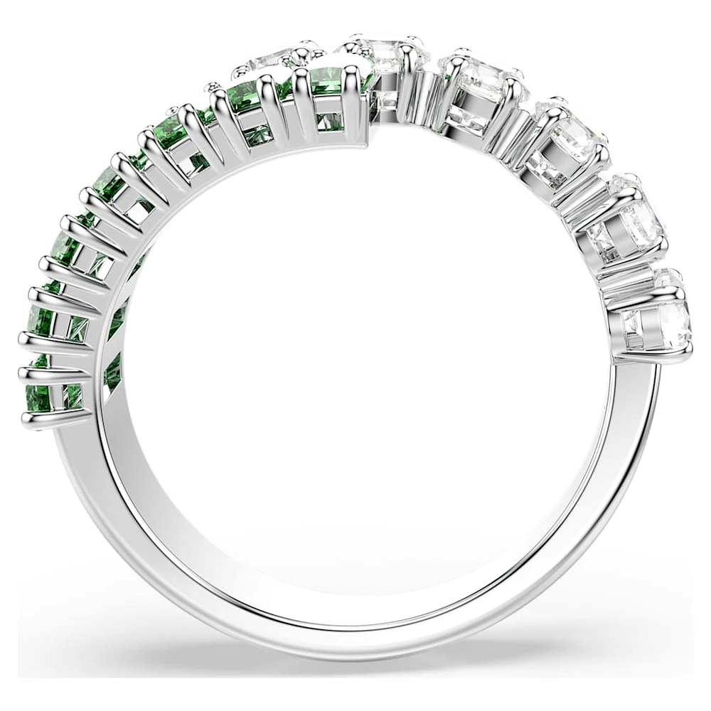 Matrix ring, Mixed cuts, Green, Rhodium plated by SWAROVSKI
