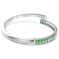 Matrix bangle, Mixed cuts, Green, Rhodium plated by SWAROVSKI