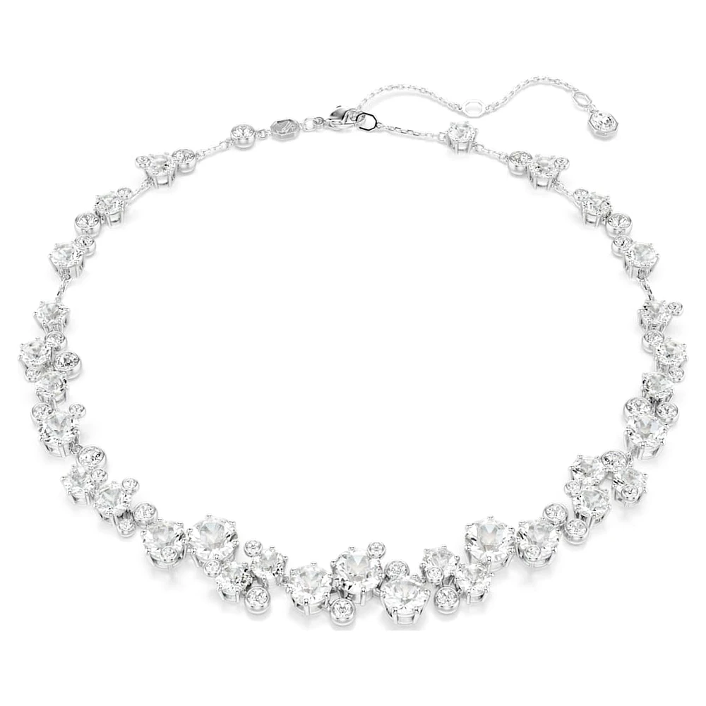 Constella necklace, Round cut, White, Rhodium plated by SWAROVSKI
