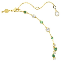 Constella Y necklace, Mixed cuts, Green, Gold-tone plated by SWAROVSKI