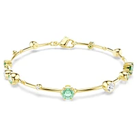 Constella bracelet, Mixed cuts, Green, Gold-tone plated by SWAROVSKI
