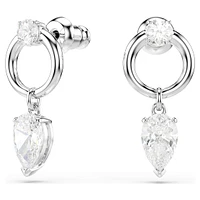Mesmera drop earrings, Mixed cuts, White, Rhodium plated by SWAROVSKI