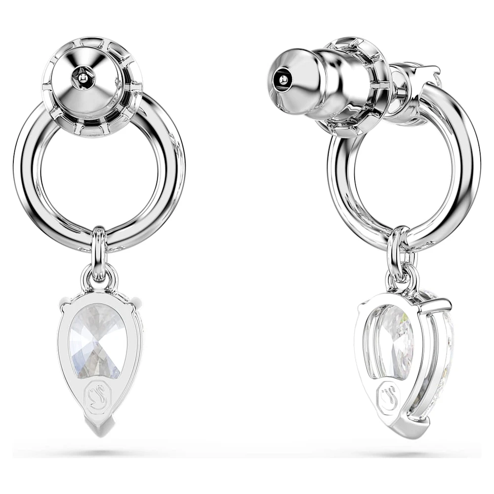 Mesmera drop earrings, Mixed cuts, White, Rhodium plated by SWAROVSKI