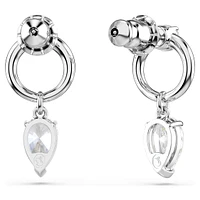 Mesmera drop earrings, Mixed cuts, White, Rhodium plated by SWAROVSKI