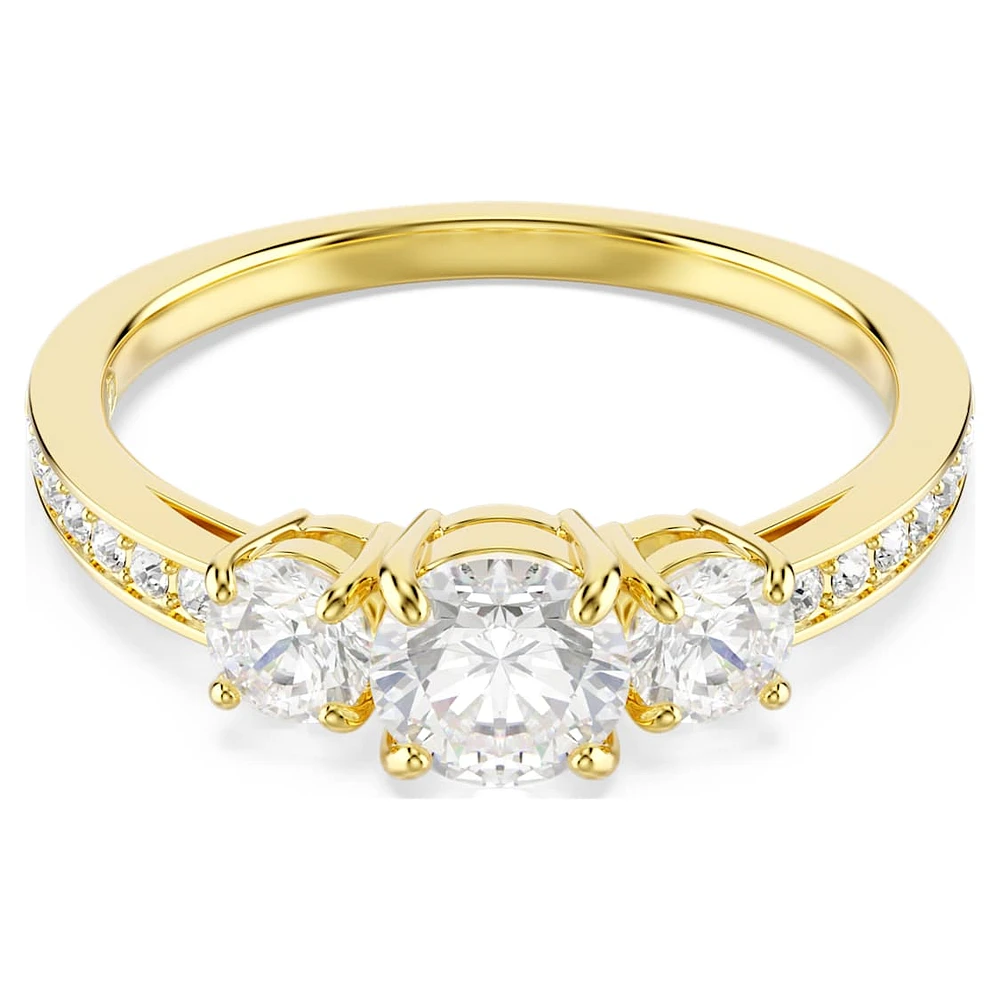 Stilla Attract ring, Round cut, White, Gold-tone plated by SWAROVSKI