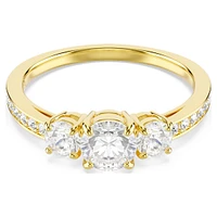 Stilla Attract ring, Round cut, White, Gold-tone plated by SWAROVSKI