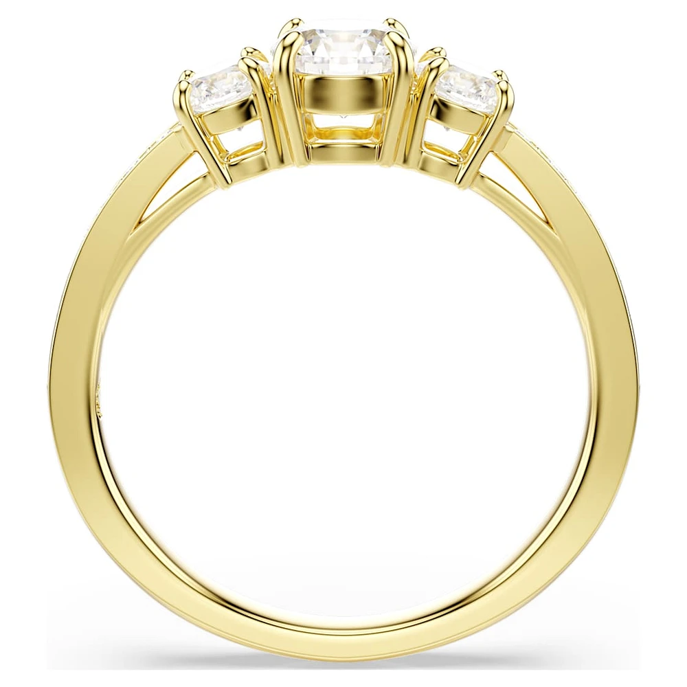 Stilla Attract ring, Round cut, White, Gold-tone plated by SWAROVSKI