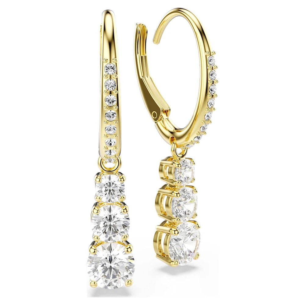 Stilla Attract hoop earrings, Round cut, White, Gold-tone plated by SWAROVSKI
