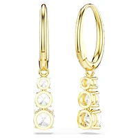 Stilla Attract hoop earrings, Round cut, White, Gold-tone plated by SWAROVSKI
