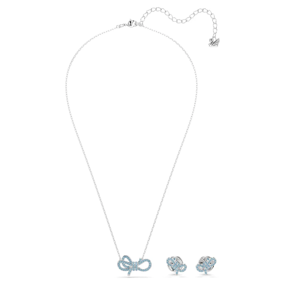 Lifelong Bow set, Bow, Blue, Rhodium plated by SWAROVSKI