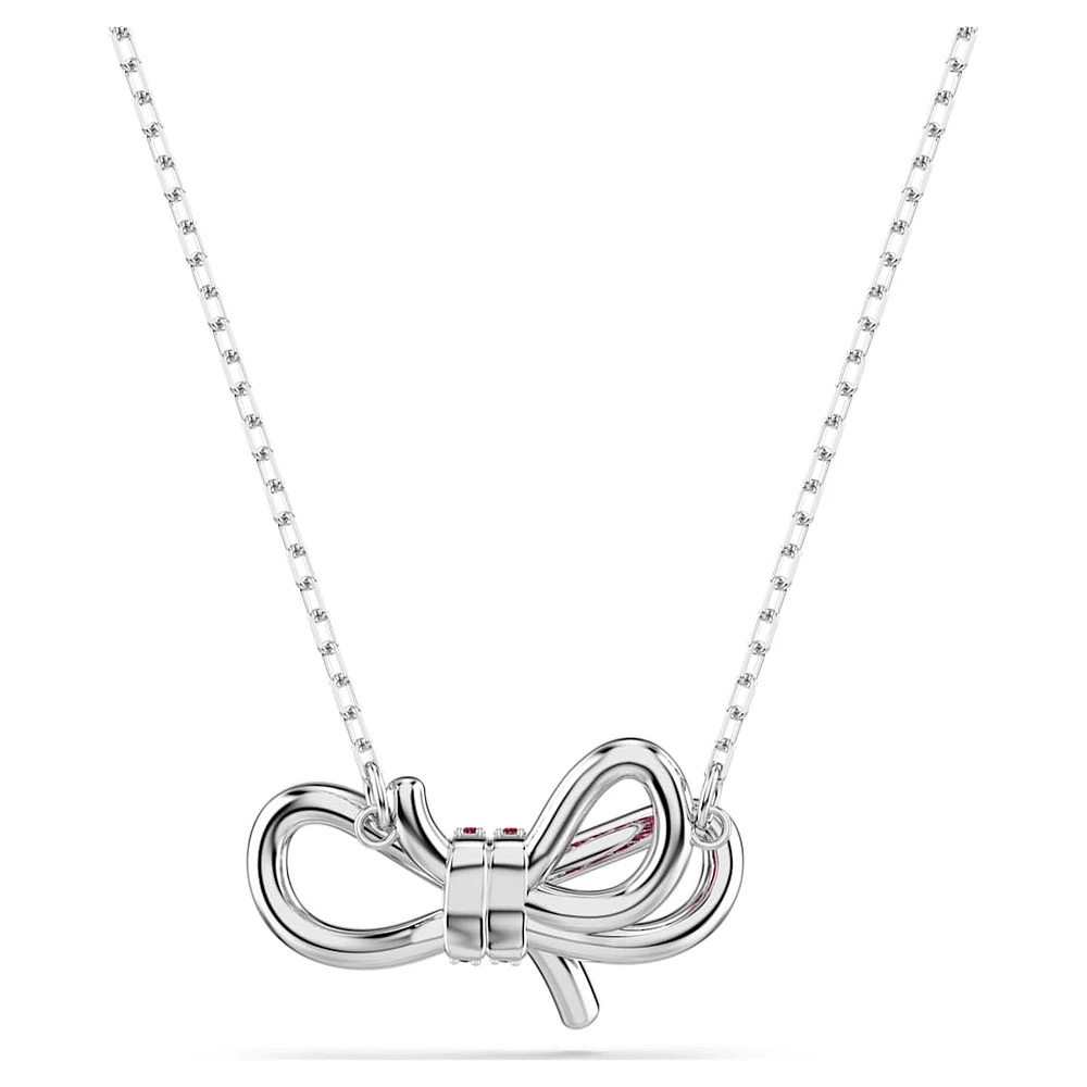 Lifelong Bow pendant, Bow, Pink, Rhodium plated by SWAROVSKI