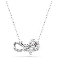 Lifelong Bow pendant, Bow, Pink, Rhodium plated by SWAROVSKI