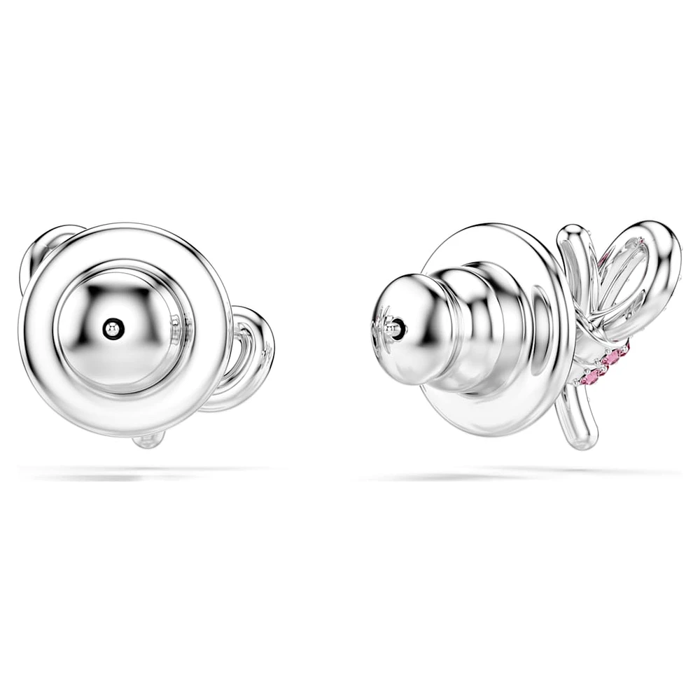 Lifelong Bow stud earrings, Bow, Pink, Rhodium plated by SWAROVSKI