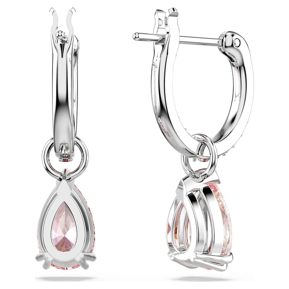 Attract drop earrings, Pear cut, Pink, Rhodium plated by SWAROVSKI