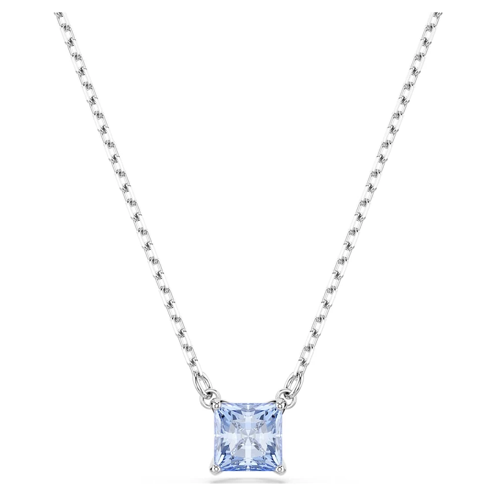 Matrix pendant, Square cut, Blue, Rhodium plated by SWAROVSKI