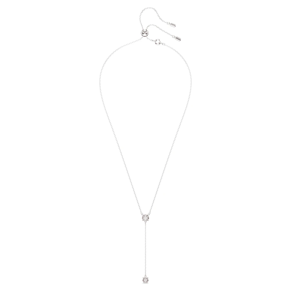 Attract Y necklace, Round cut, Pink, Rhodium plated by SWAROVSKI