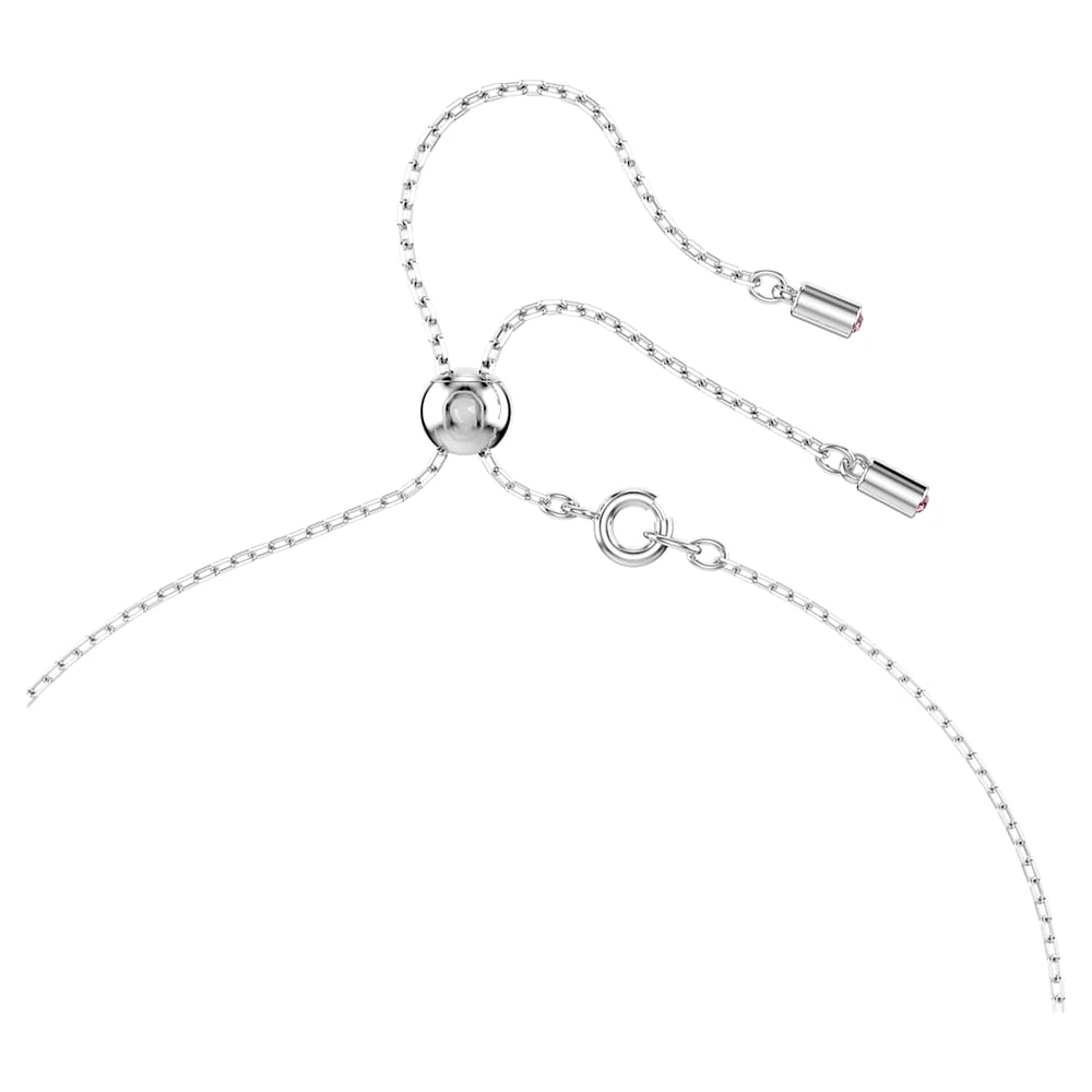Attract Y necklace, Round cut, Pink, Rhodium plated by SWAROVSKI