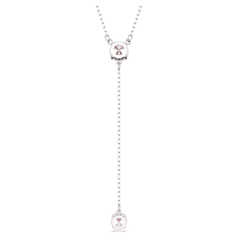 Attract Y necklace, Round cut, Pink, Rhodium plated by SWAROVSKI