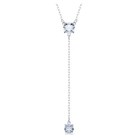 Attract Y necklace, Round cut, Blue, Rhodium plated by SWAROVSKI
