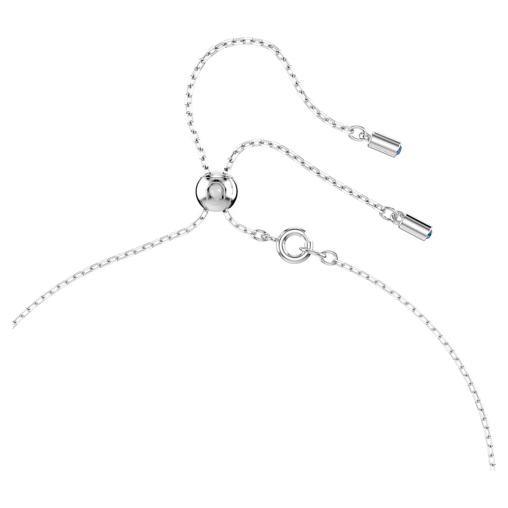 Attract Y necklace, Round cut, Blue, Rhodium plated by SWAROVSKI