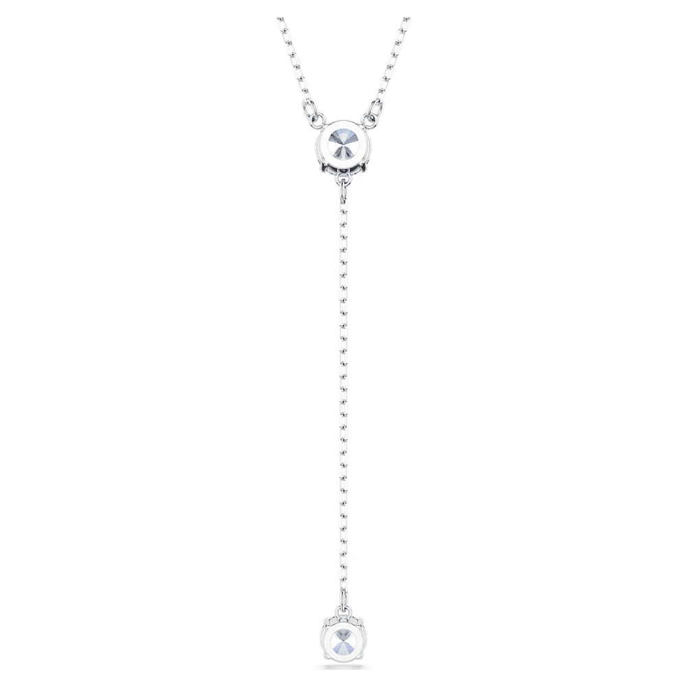 Attract Y necklace, Round cut, Blue, Rhodium plated by SWAROVSKI