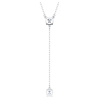 Attract Y necklace, Round cut, Blue, Rhodium plated by SWAROVSKI